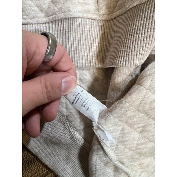 Marine Layer Sweatshirt Mens Large Beige Quilted Crewneck Pullover Casual Fall - Picture 5 of 9